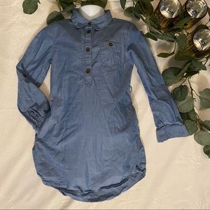 Girls blue cotton dress (denim like) with pockets